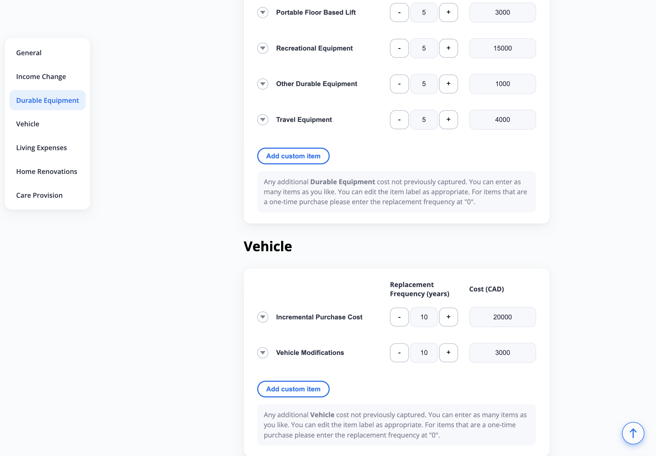 SCI Cost Calculator Screenshot 2